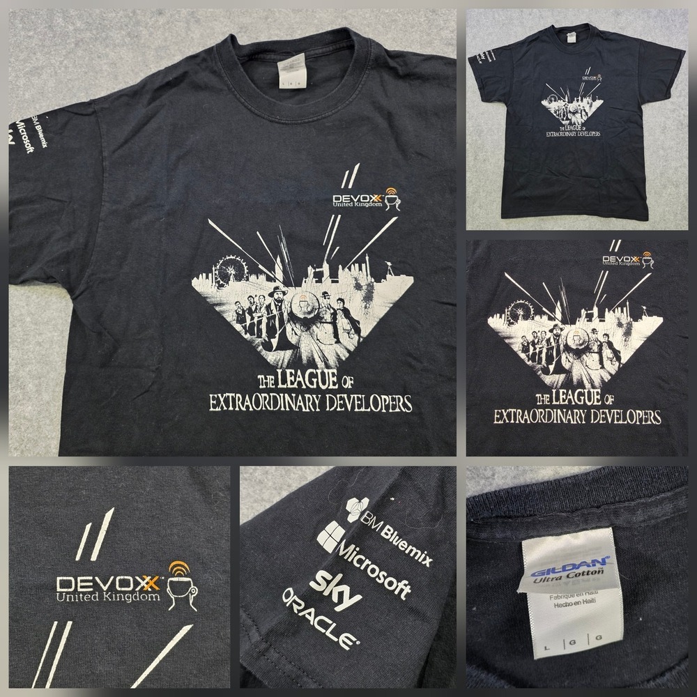 Devoxx League Extraordinary Developers T Shirt Mens Large Black Tech Computer